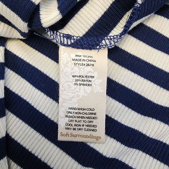 Soft Surroundings Dress Women Small Blue Striped Vivianna Asymmetrical Knit Midi - Picture 15 of 15